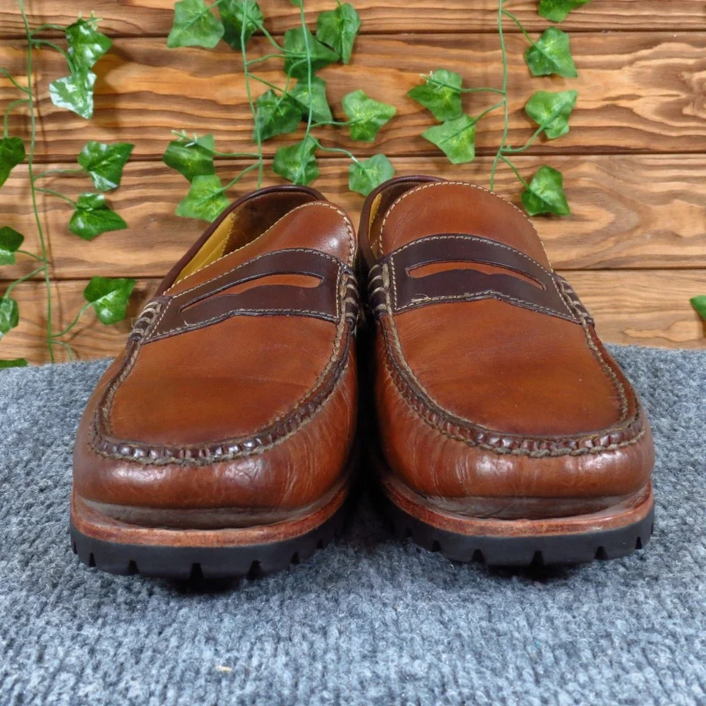 Cole Haan C07895 Mens Penny Loafer Size 10.5 Dress Work Brown Leather Lug Sole